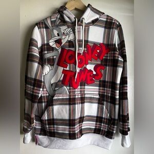 EUC Looney Tunes Members Only Plaid Hoodie, S